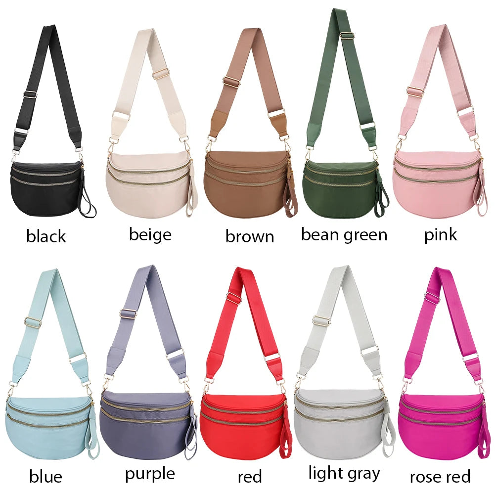Nylon Sling Crossbody Bag with Adjustable Strap Compact Everyday Design