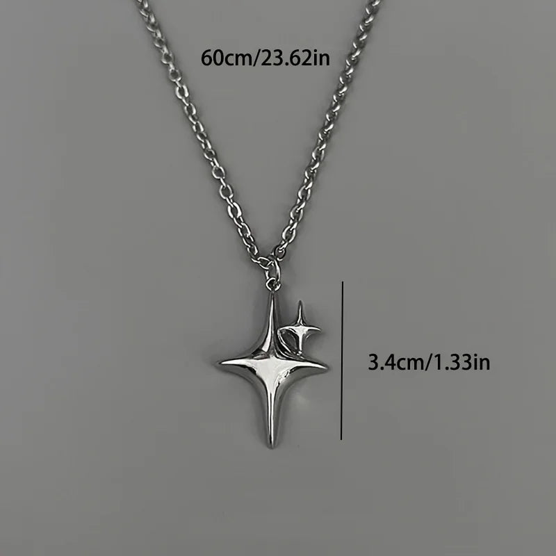 Y2K Star Pendant Necklace Celestial Alternative Fashion Statement Jewelry