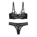 Lilac Strappy Floral Lace Underwire Bra and Cutout Thong Set