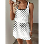 Polka Dot Print Sleeveless Mini Dress with Relaxed Everyday Silhouette