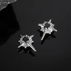 Punk Starburst Clip Earrings With Alternative Celestial Statement Design