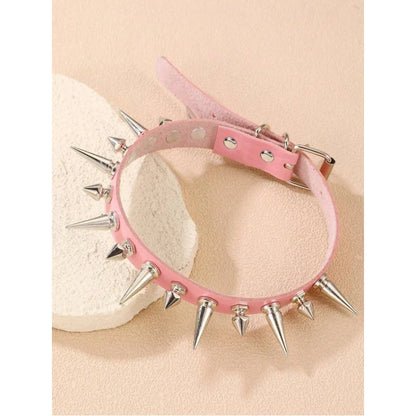 1pc Gothic Punk Spiked Leather Choker, Edgy Rebellious Necklace for Rock Style & Statement Looks