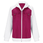 Women's Patchwork Denim Contrast Sleeve Button-Up Casual Streetwear Jacket