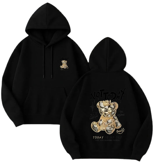 Anime-Inspired Teddy Graphic Oversized Hoodie with Cozy Streetwear Aesthetic