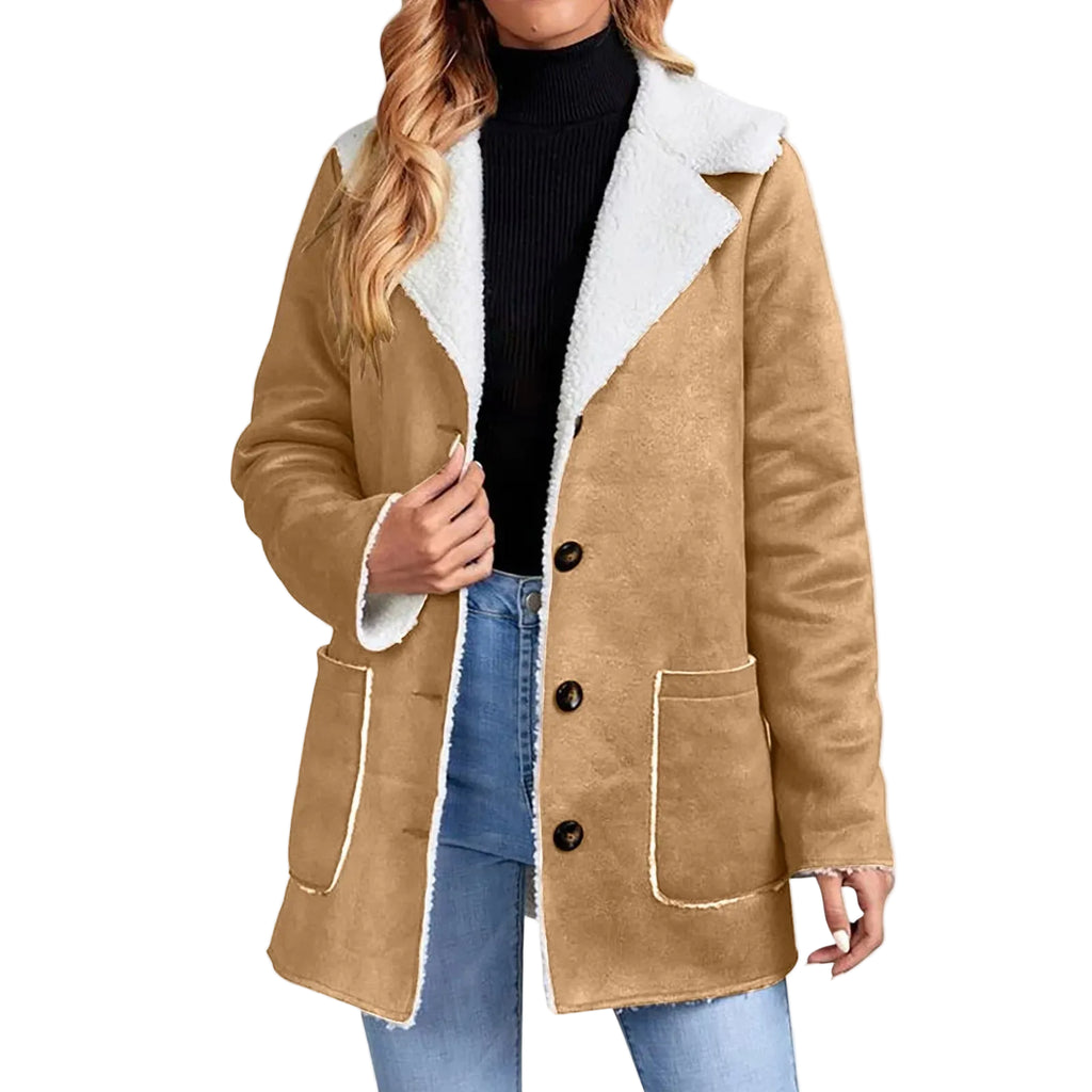 Women's Faux Suede Fleece Lined Hooded Jacket Relaxed Winter Streetwear Outerwear Coat