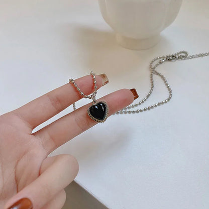 Black Heart Pendant Necklace Dark Feminine Alternative Fashion Jewelry