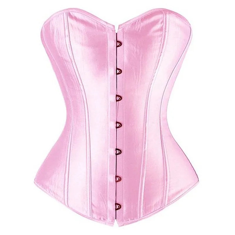 Luminous Teal Satin Overbust Corset with Front Metal Busk