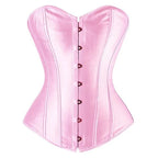 Luminous Teal Satin Overbust Corset with Front Metal Busk