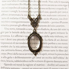 Vintage Ornate Mirror Pendant Necklace for Gothic Dark Academia Styling