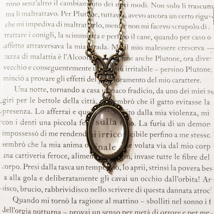 Vintage Ornate Mirror Pendant Necklace for Gothic Dark Academia Styling