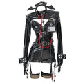 Women's High Gloss Faux Leather Uniform Inspired Mini Dress With Hardware And Matching Accessories