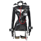 Women's High Gloss Faux Leather Uniform Inspired Mini Dress With Hardware And Matching Accessories