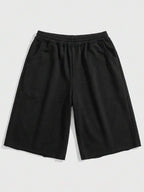 Men's Oversized Mid Length Casual Shorts with Elastic Waist and Relaxed Streetwear Fit