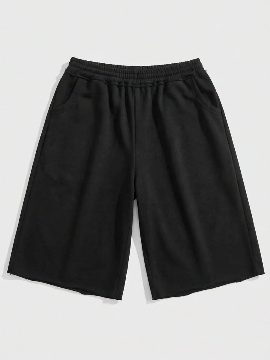 Men's Oversized Mid Length Casual Shorts with Elastic Waist and Relaxed Streetwear Fit