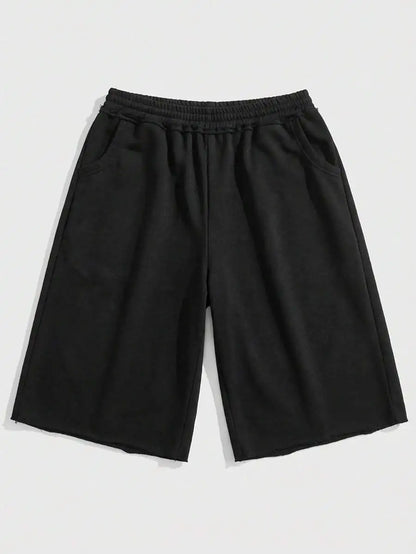Men's Oversized Mid Length Casual Shorts with Elastic Waist and Relaxed Streetwear Fit