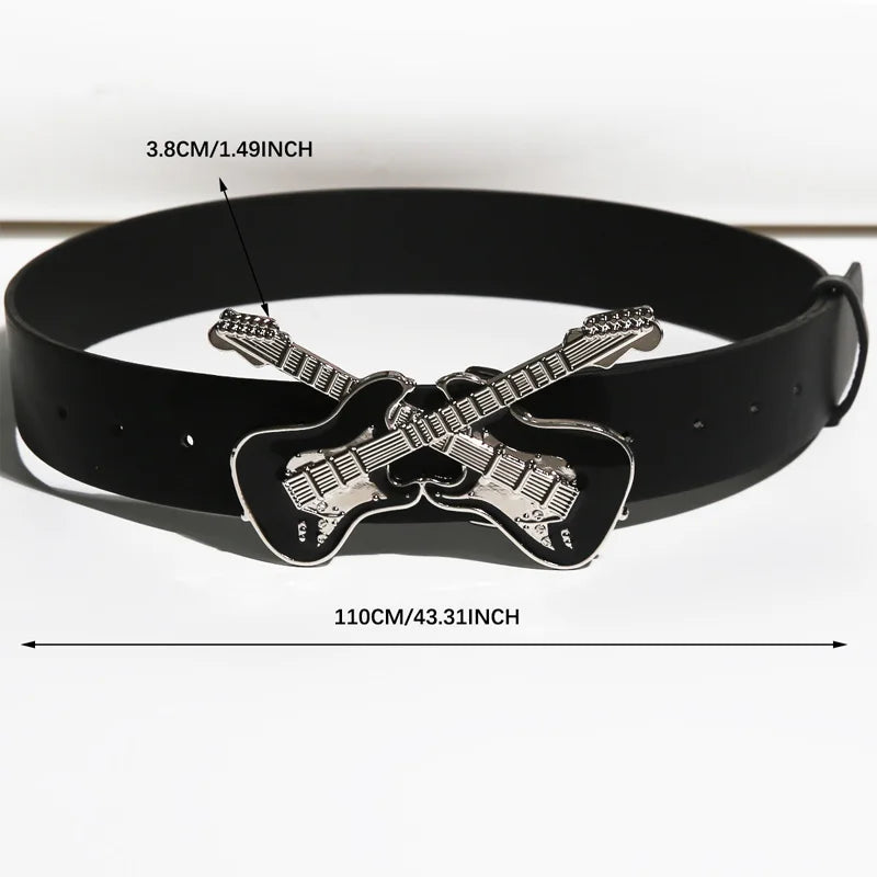 Western Inspired Guitar Buckle Belt for Punk and Y2K Fashion