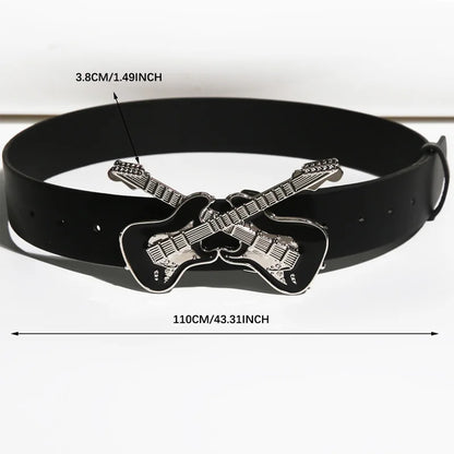 Western Inspired Guitar Buckle Belt for Punk and Y2K Fashion