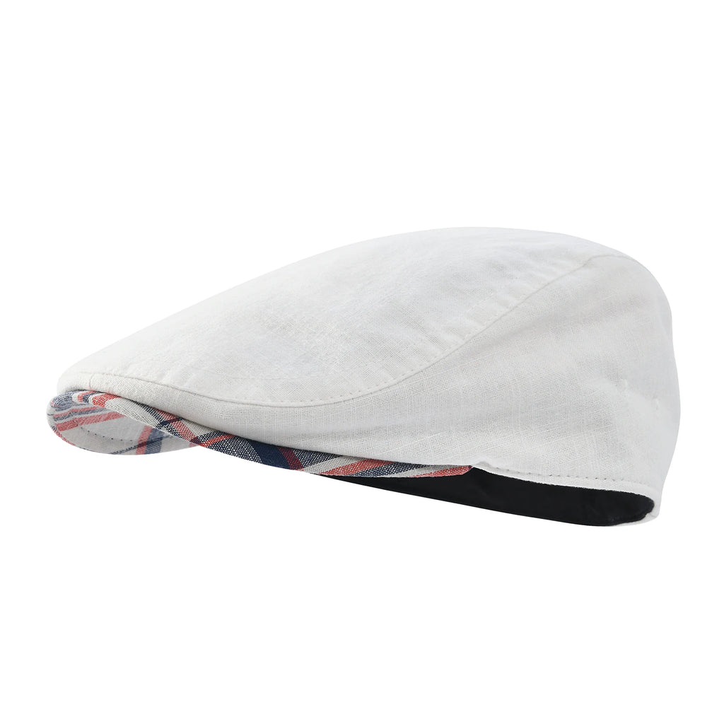 Classic Linen Flat Cap for Everyday Casual Vintage Inspired Four Season Fashion Style