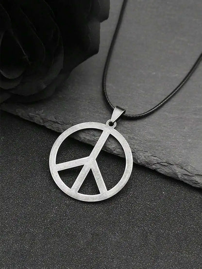Vintage Peace Symbol Pendant Necklace for Retro Alternative Fashion Styling