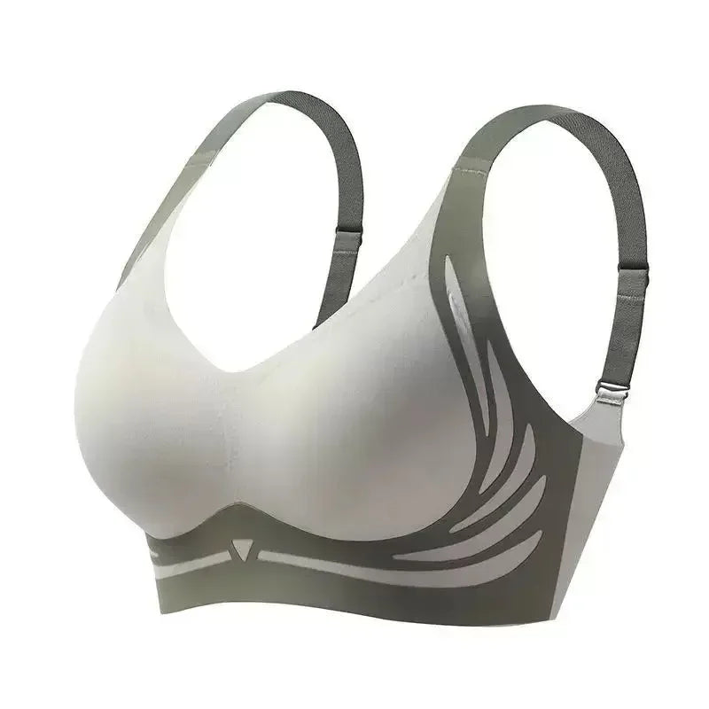 Modern Graphic Print Wire-Free Bra with Wide Smoothing Side Bands