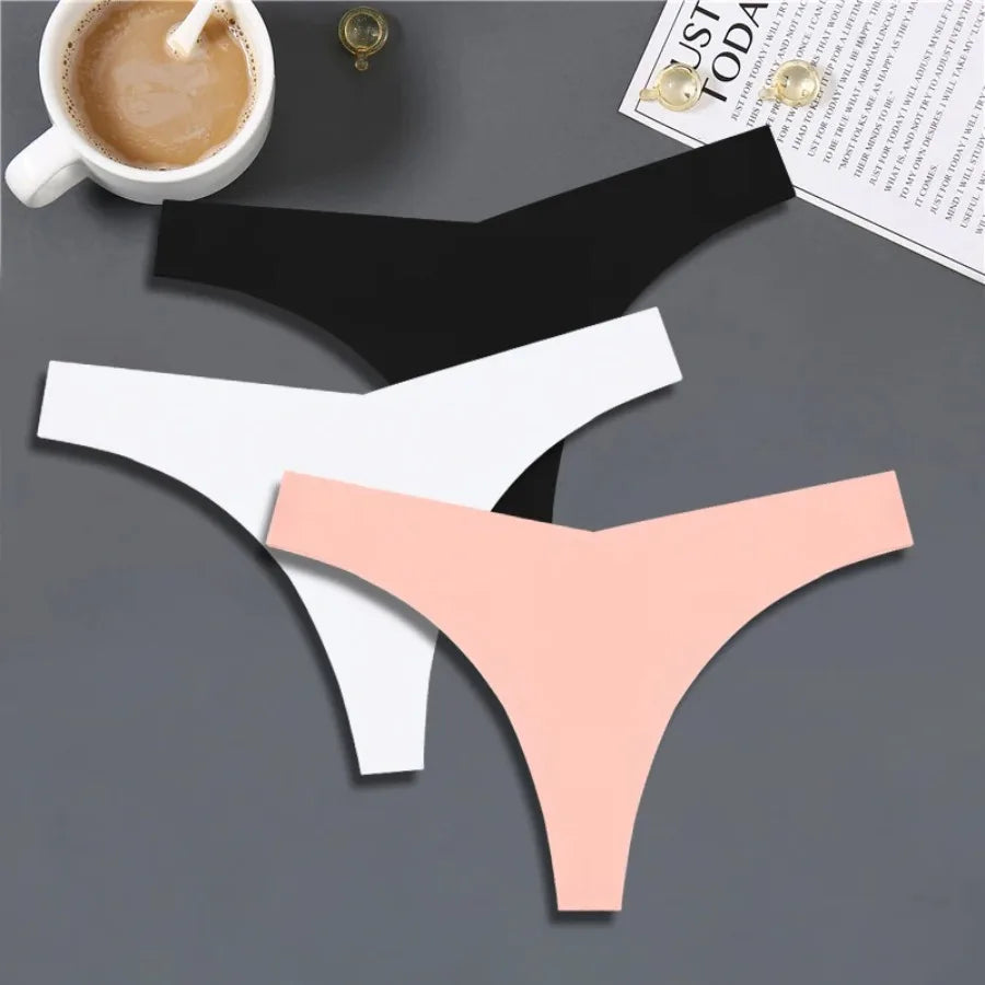 Seamless V-Waist Thong Panties Three-Pack with Smooth Athletic Finish