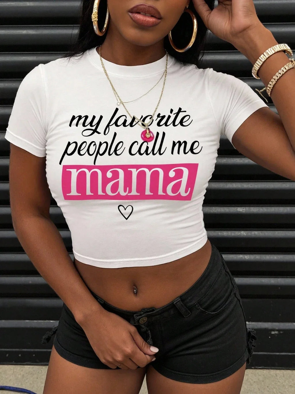 Typography Graphic Baby Tee with Slim Crop Fit and Casual Streetwear Style