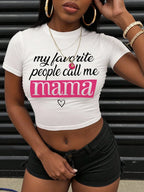 Typography Graphic Baby Tee with Slim Crop Fit and Casual Streetwear Style