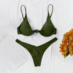 Vibrant Red Underwire Bikini with Plunging V-Notch and High-Cut Bottom