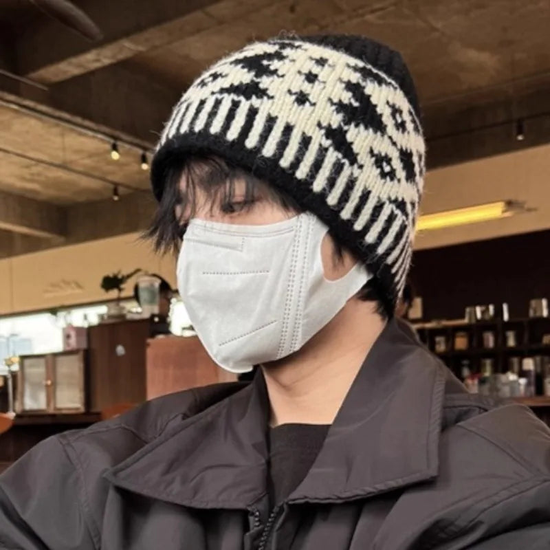 Retro Fisherman Style Knit Beanie with Ear Coverage for Casual Outdoor Winter Streetwear Comfort