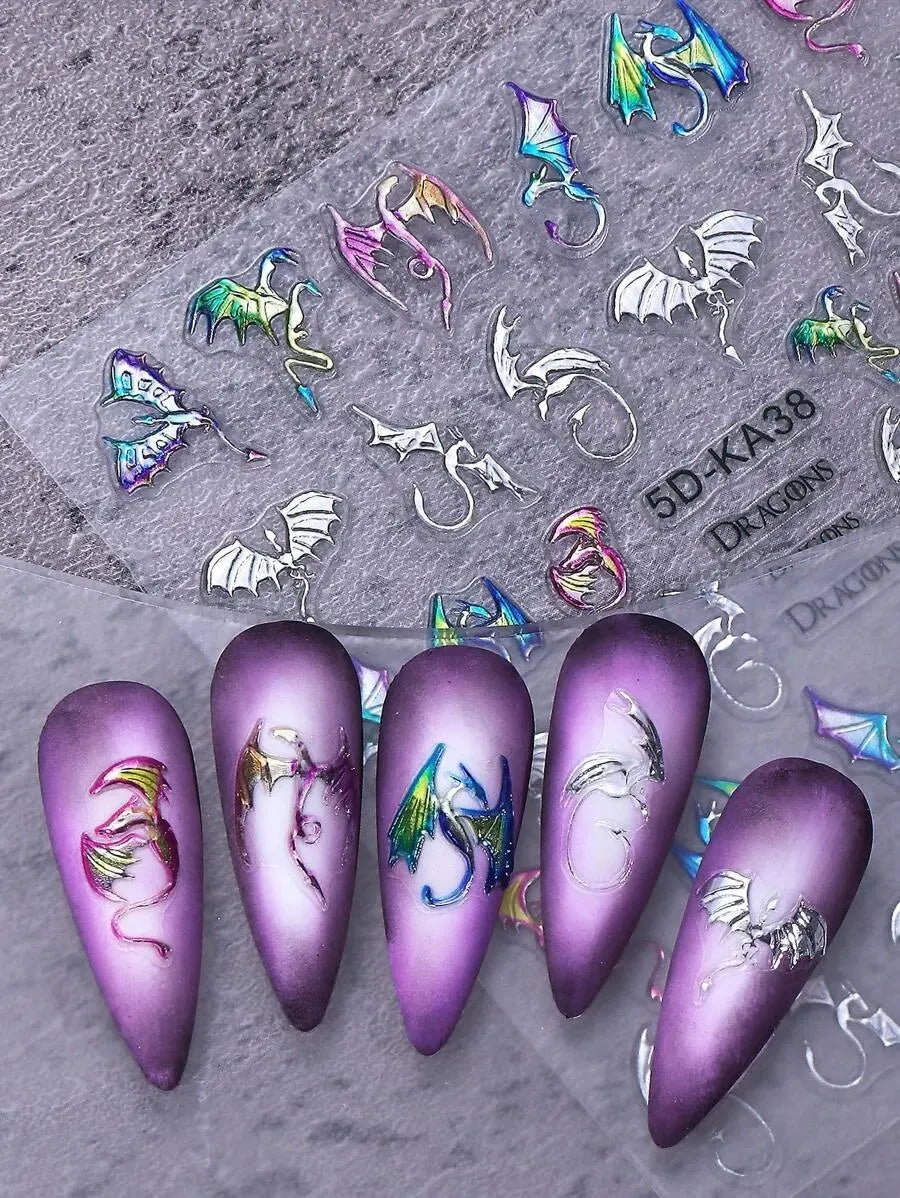 Gothic Butterfly and Celestial Nail Art Stickers for Alternative Manicure Designs