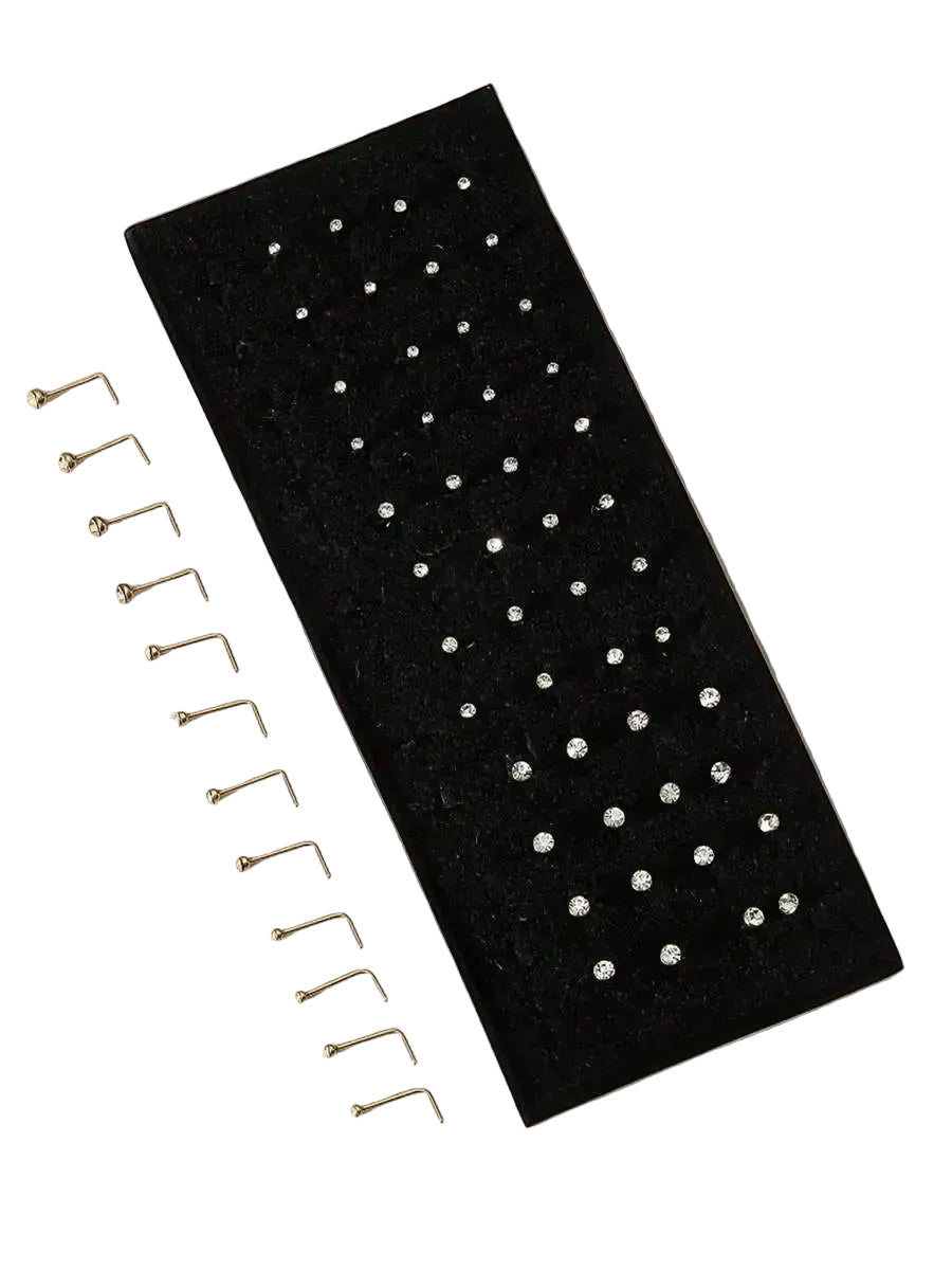 Multi Size Rhinestone Nose Stud Set for Alternative Everyday Styling