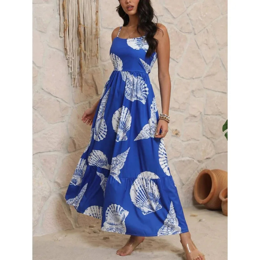 Printed Camisole Long Dress with High Waist Relaxed Contemporary Fit