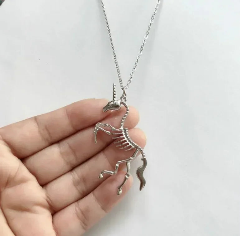 Mystical Skull Horse Pendant Necklace for Gothic and Alternative Fashion