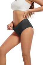 Five-Piece Solid Black Menstrual Brief Set with Two Printed Travel Bags