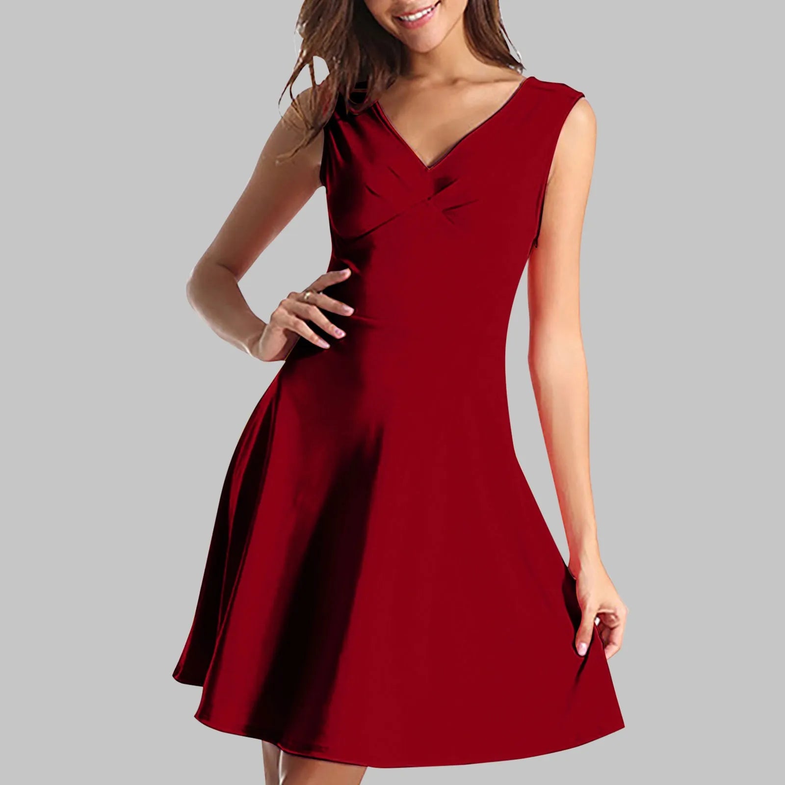 Sleeveless A-Line Mini Dress with Flared Hem and Clean Silhouette