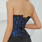 Lace Trim Overbust Corset with Bow Detail and Structured Shaping Panels