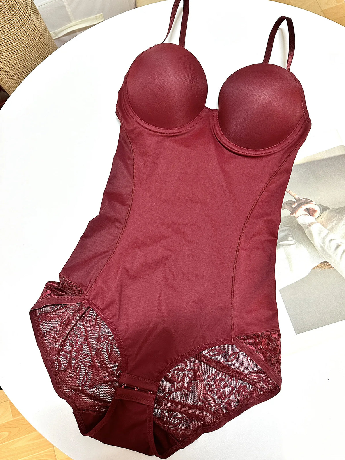 Adjustable Strap Firm Control Bodysuit with Built-In Molded Cups