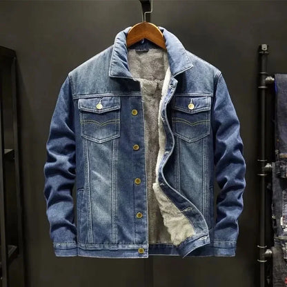 Fleece Lined Denim Jacket with Relaxed Fit Contemporary Streetwear Outerwear