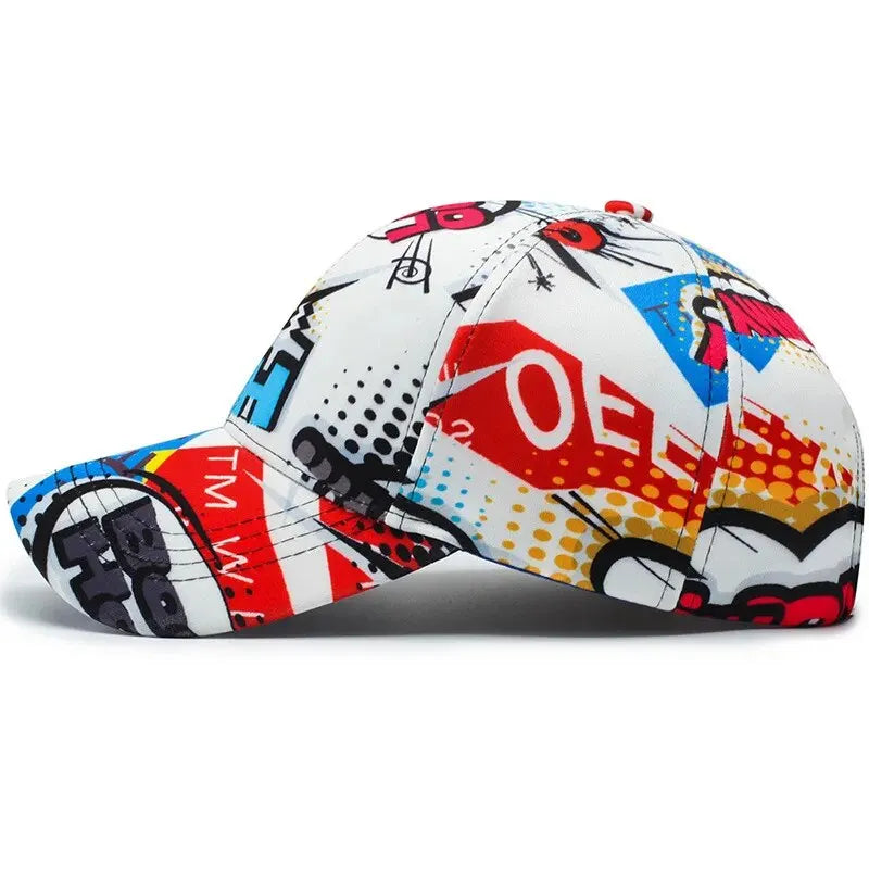 Abstract Graphic Print Adjustable Cotton Baseball Cap for Modern Streetwear and Casual Everyday Style