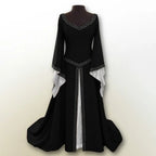 Regal Medieval Gothic Maxi Gown with Flowing Bell Sleeves