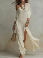 Soft Knit Maxi Dress with Relaxed Minimalist Fashion Aesthetic