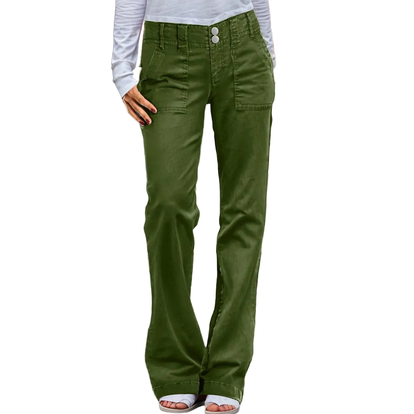 Women's High Rise Wide Leg Light Wash Denim Jeans with Double Button Waist Design