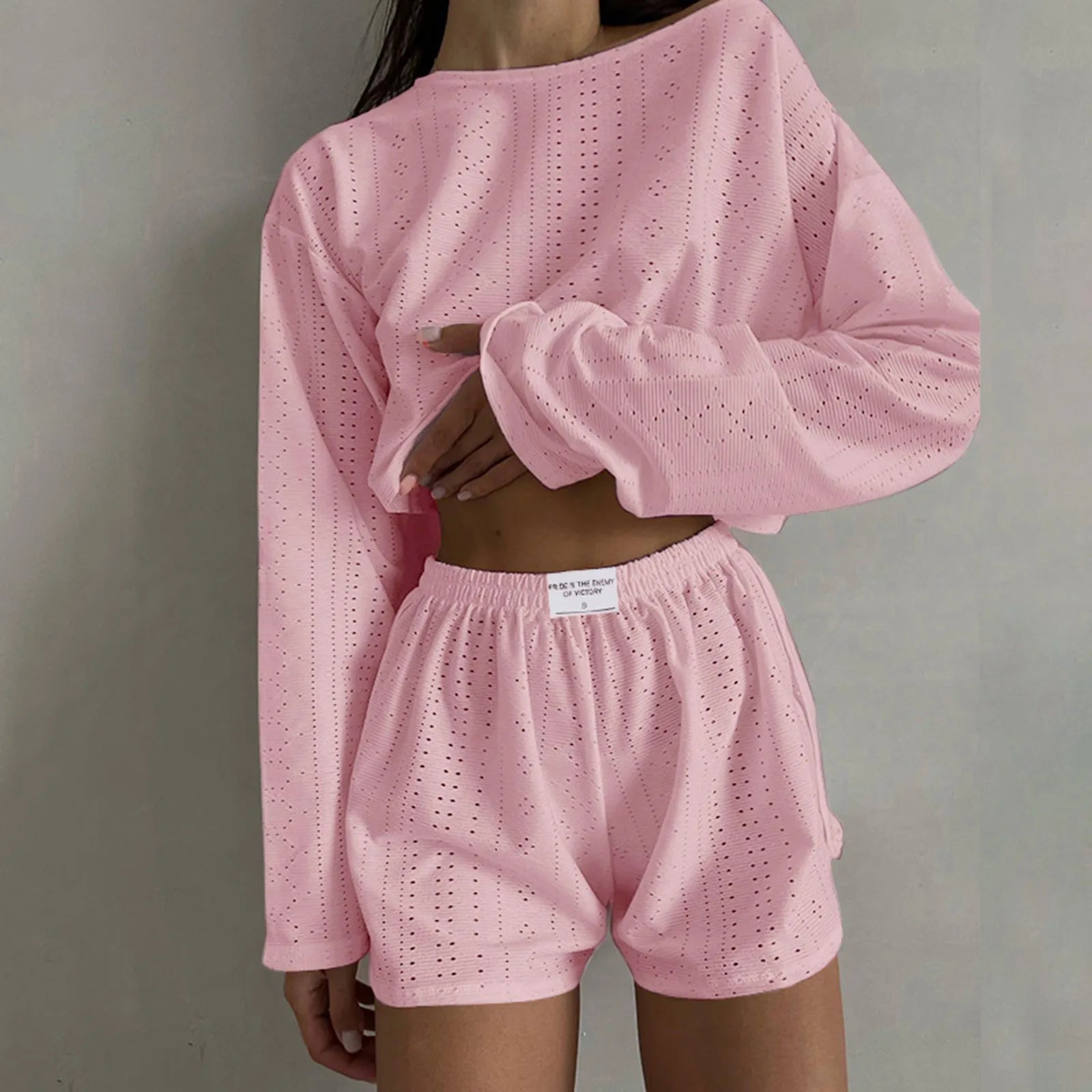 Women's Oversized Sweatshirt and Shorts Co-Ord Set Casual Lounge Outfit