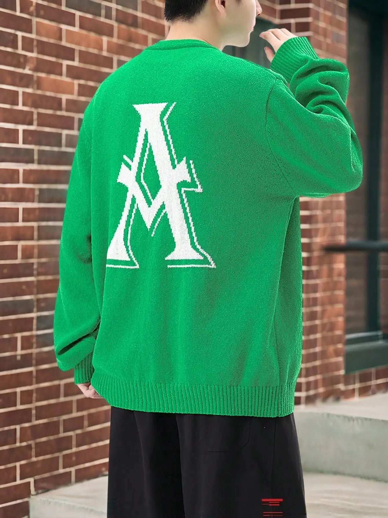 Men's Oversized Button Front Cardigan with Relaxed Drop Shoulder Knit Design