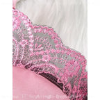 Contrast Floral Lace Balconette Push-Up Bra and Scalloped Thong Set