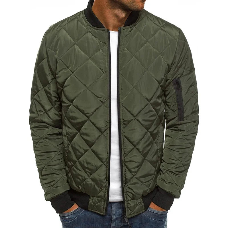 Men's Quilted Bomber Jacket with Lightweight Urban Streetwear Styling