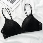 Floral Lace Wire-Free Bra for Women with Adjustable Straps and Three-Quarter Cups