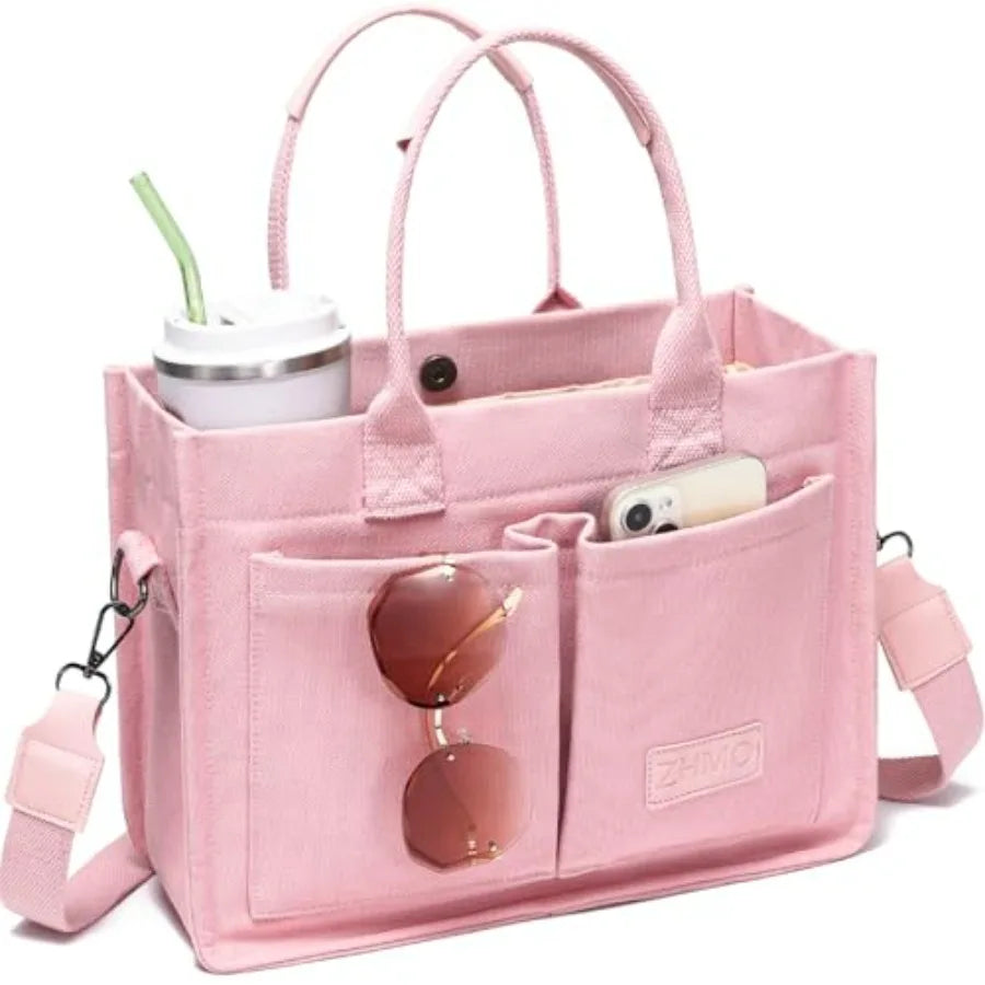 Utility Style Large Capacity Tote Shoulder Bag with Multi Pocket Design