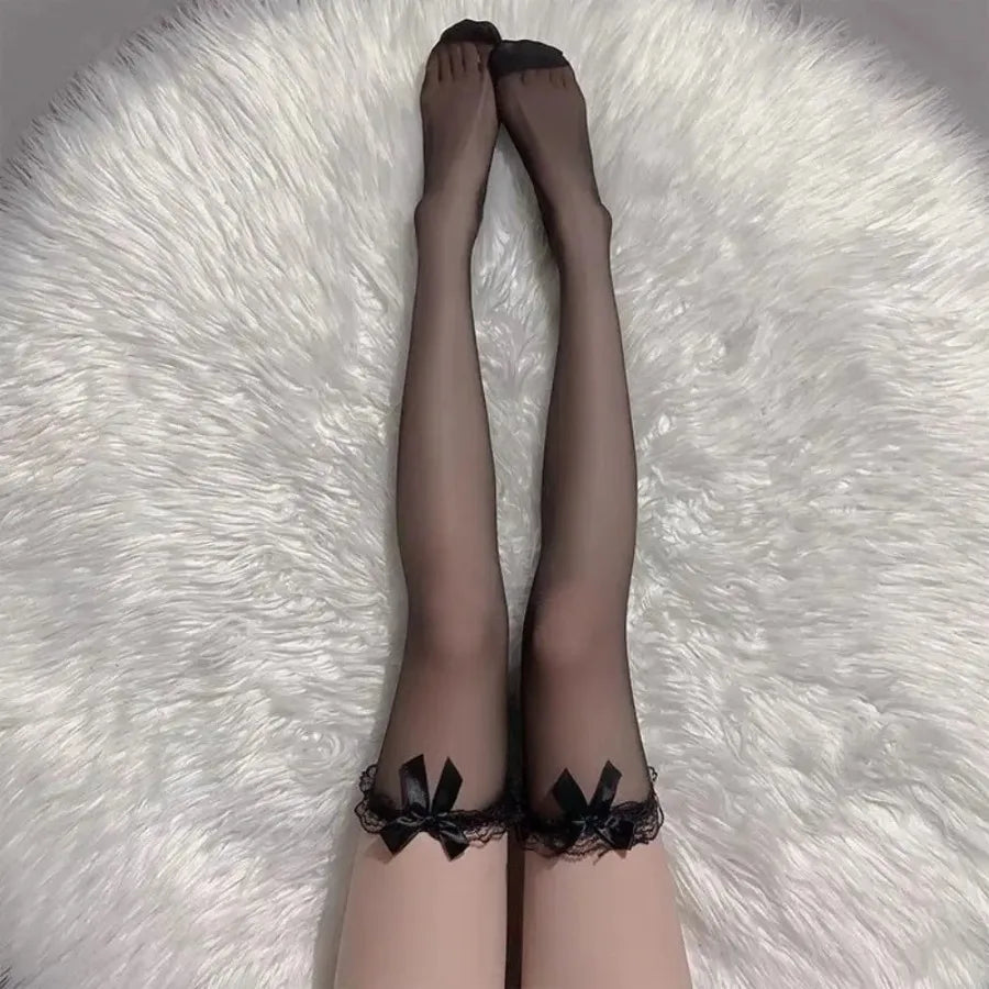 Bow Detail Thigh High Fishnet Stockings Sweet Alternative Fashion Legwear