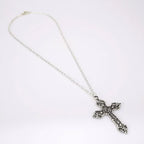 Ornate Gothic Cross Pendant Necklace Alternative Dark Fashion Statement Jewelry